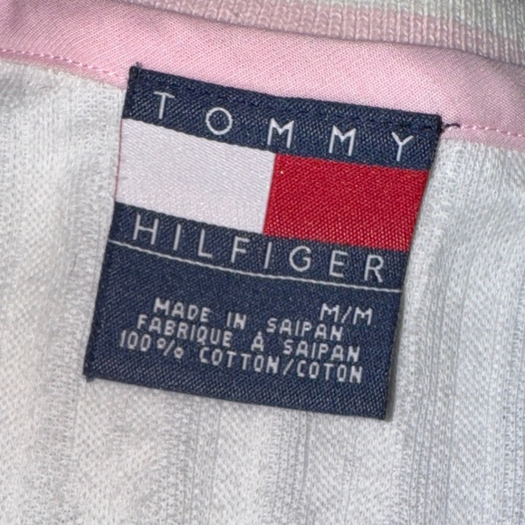 Vintage Tommy Hilfiger Cardigan Sweater M White with Navy & Pink details. - Picture 3 of 4